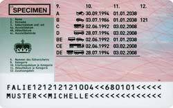 Früherer Führerschein im Kreditkartenformat, ausgestellt vom 01.04.2003 bis 31.03.2019 (hinten)